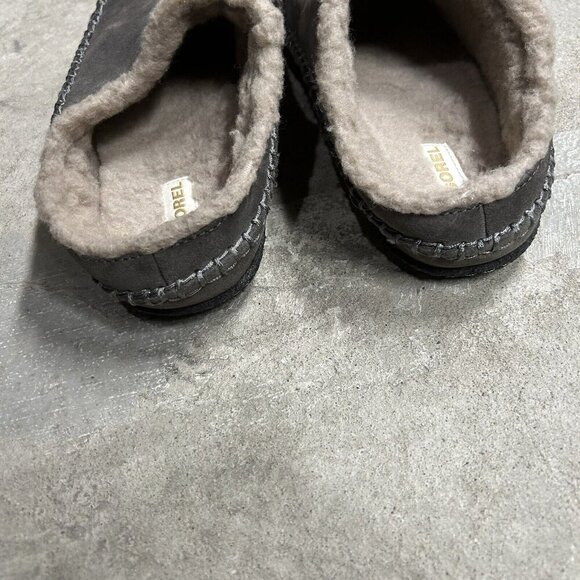 Sorel Falcon Ridge II Slippers Grey Suede Faux Fur Men's Size 9 - Picture 3 of 6